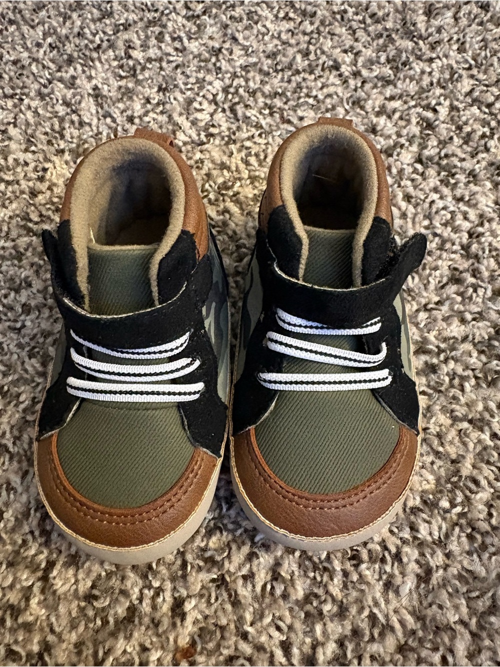 Robeez Brown, Green & Black High-Top Toddler Sneakers